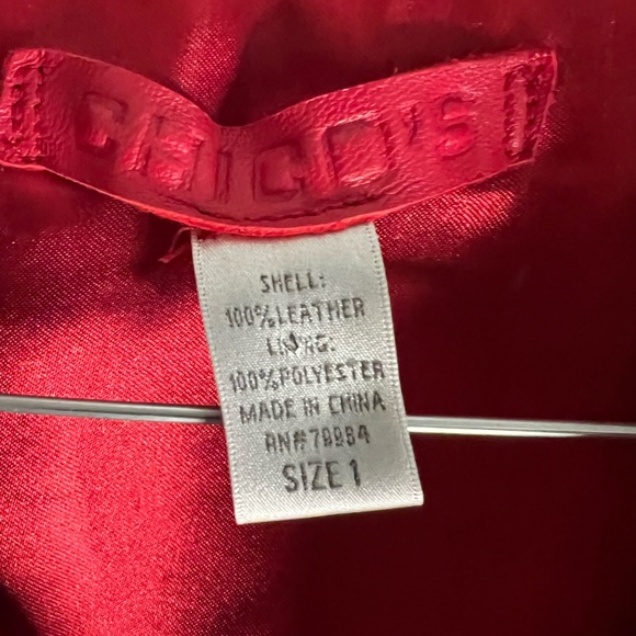Red leather jacket by Chico’s in size 1 (Medium) - Picture 5 of 7